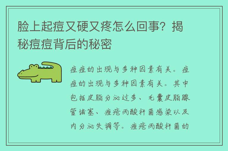 脸上起痘又硬又疼怎么回事？揭秘痘痘背后的秘密