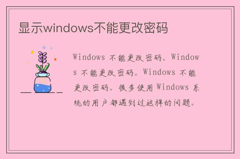 显示windows不能更改密码