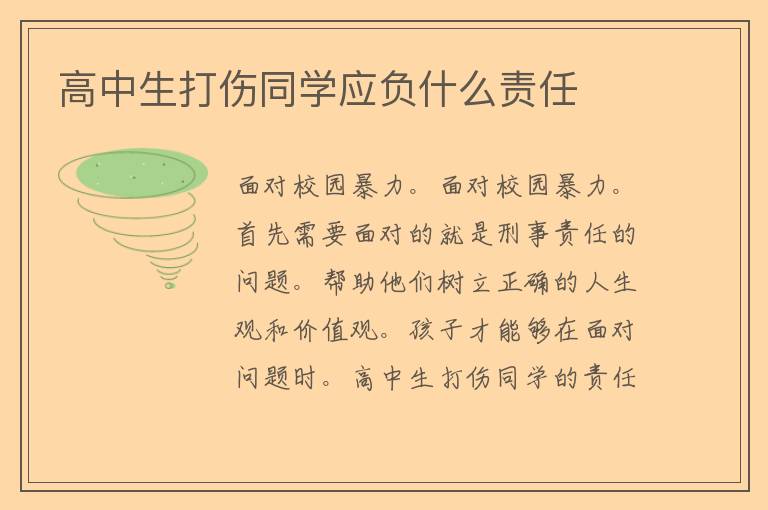 高中生打伤同学应负什么责任