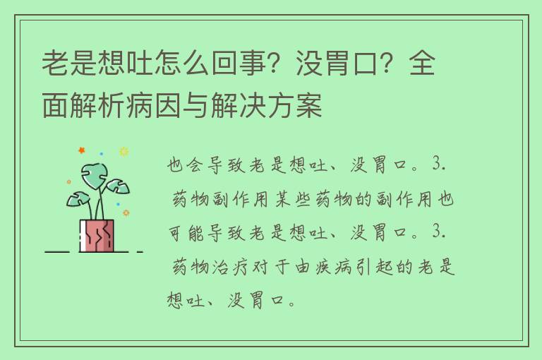 老是想吐怎么回事？没胃口？全面解析病因与解决方案