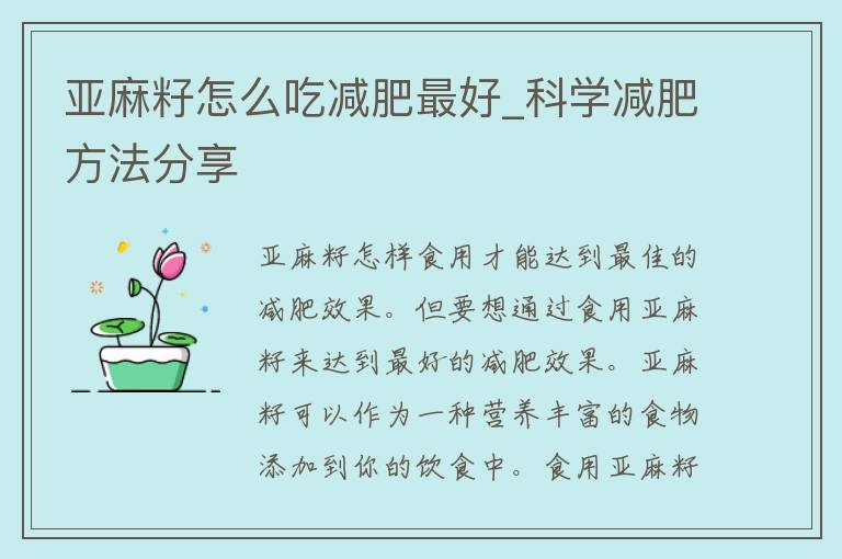 亚麻籽怎么吃减肥最好_科学减肥方法分享