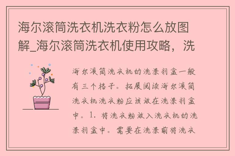 海尔滚筒洗衣机洗衣粉怎么放图解_海尔滚筒洗衣机使用攻略，洗衣粉放置技巧大揭秘。