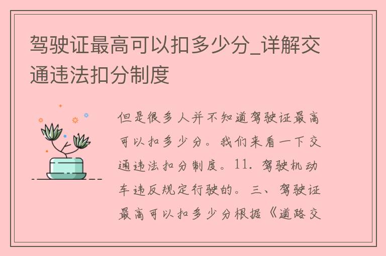 ***最高可以扣多少分_详解交通违法扣分制度