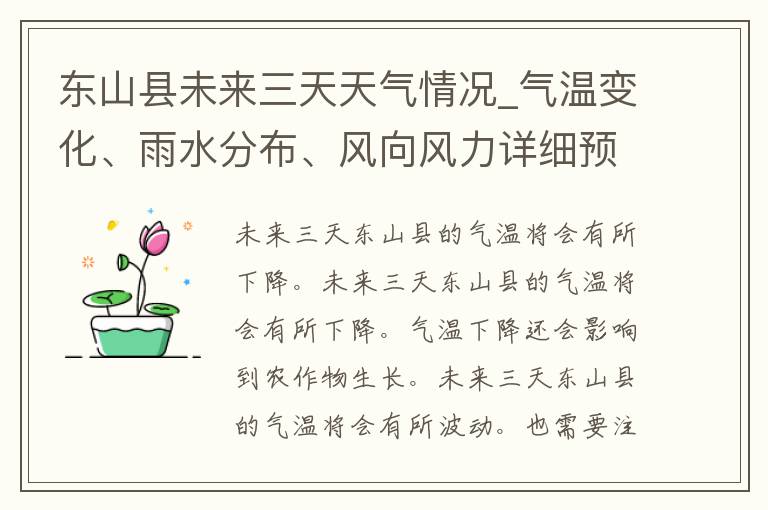 东山县未来三天天气情况_气温变化、雨水分布、风向风力详细预报