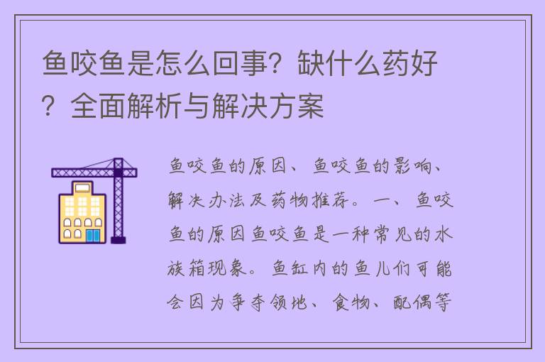 鱼咬鱼是怎么回事？缺什么药好？全面解析与解决方案