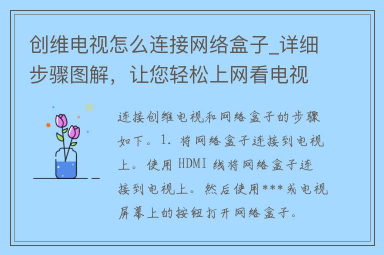 创维电视怎么连接网络盒子_详细步骤图解，让您轻松上网看电视。