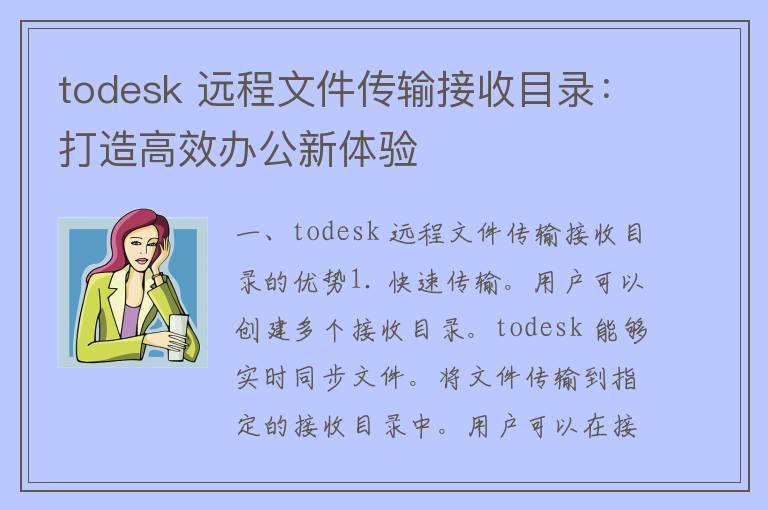 todesk 远程文件传输接收目录：打造高效办公新体验