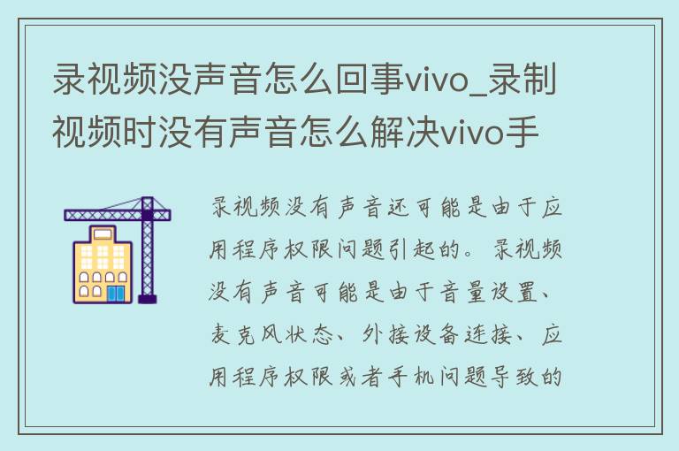 录**没声音怎么回事vivo_录制**时没有声音怎么解决vivo手机的问题