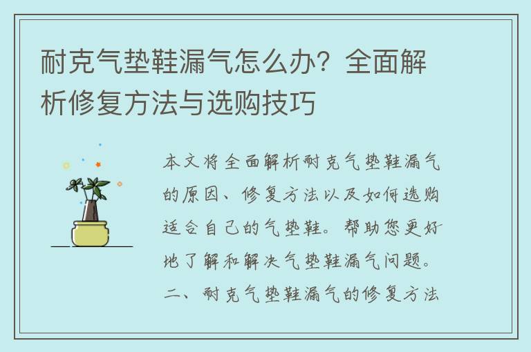 耐克气垫鞋漏气怎么办？全面解析修复方法与选购技巧