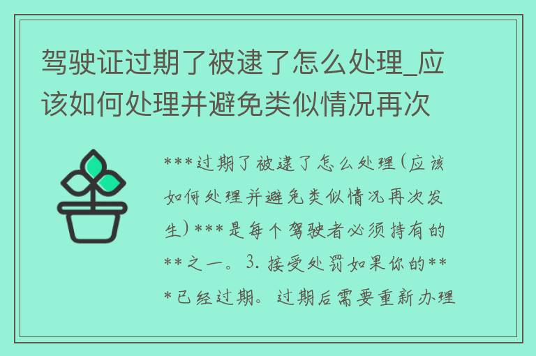 ***过期了被逮了怎么处理_应该如何处理并避免类似情况再次发生