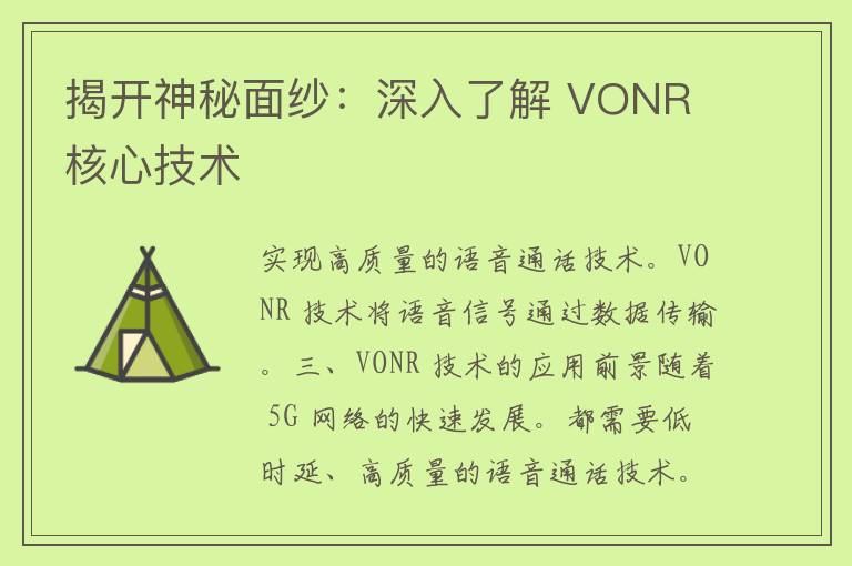 揭开神秘面纱：深入了解 VONR 核心技术