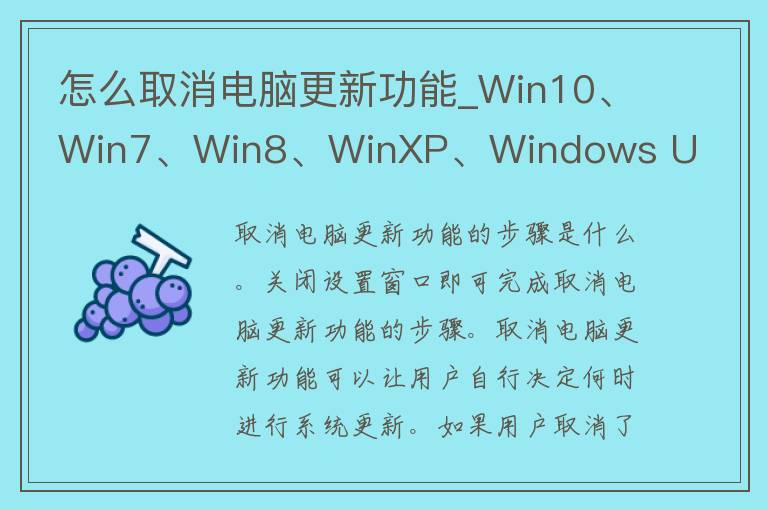 怎么取消电脑更新功能_Win10、Win7、Win8、WinXP、Windows Update