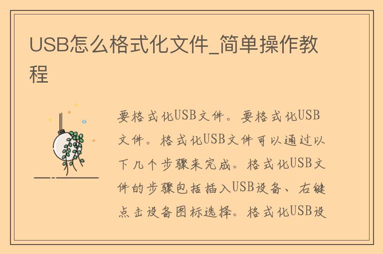 USB怎么格式化文件_简单操作教程