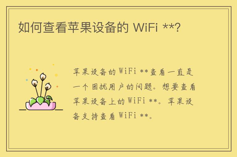 如何查看苹果设备的 WiFi **？