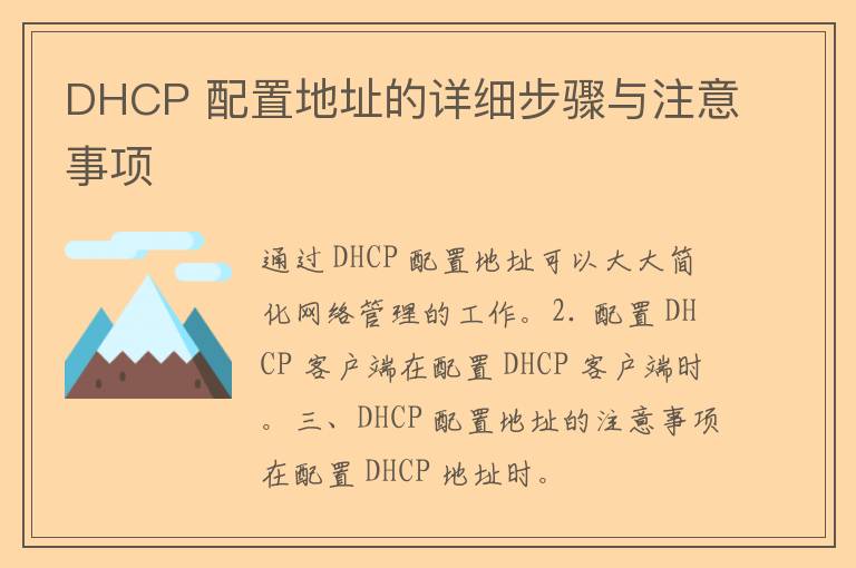 DHCP 配置地址的详细步骤与注意事项