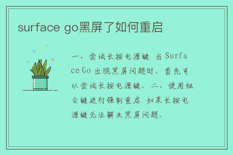 surface go黑屏了如何重启