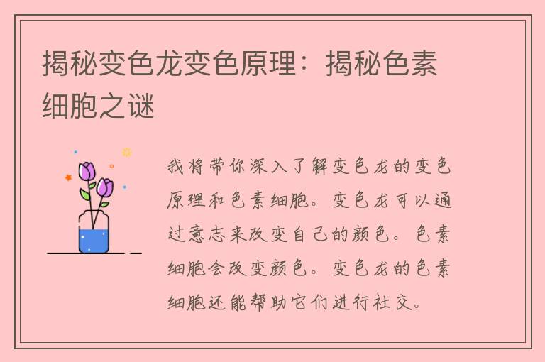 揭秘变色龙变色原理：揭秘色素细胞之谜