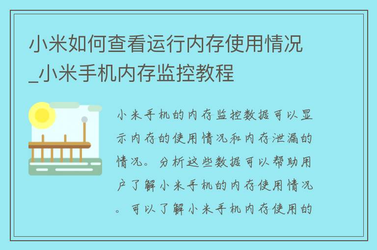 小米如何查看运行内存使用情况_小米手机内存监控教程