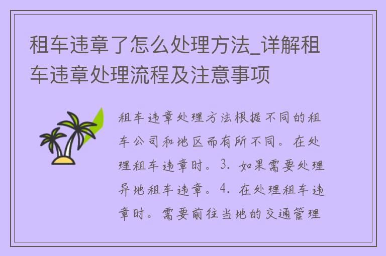 租车违章了怎么处理方法_详解租车违章处理流程及注意事项