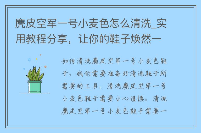 麂皮空军一号小麦色怎么清洗_实用教程分享，让你的鞋子焕然一新。