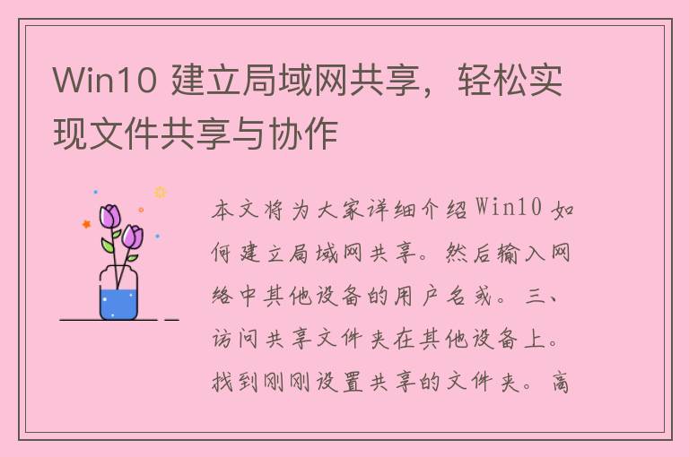 Win10 建立局域网共享，轻松实现文件共享与协作