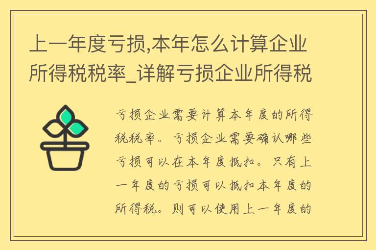 上一年度亏损,本年怎么计算企业所得税税率_详解亏损企业所得税税率计算方法