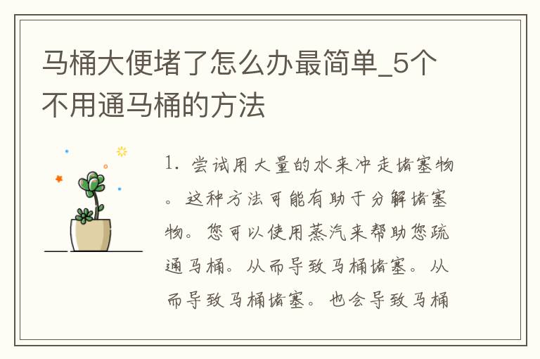 马桶大便堵了怎么办最简单_5个不用通马桶的方法