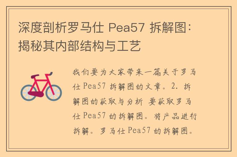 深度剖析罗马仕 Pea57 拆解图：揭秘其内部结构与工艺