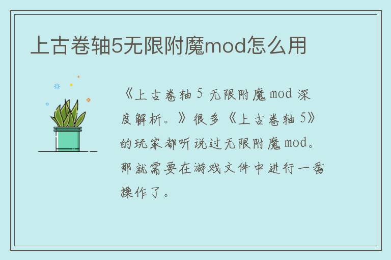 上古卷轴5无限附魔mod怎么用