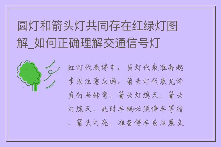 圆灯和箭头灯共同存在红绿灯图解_如何正确理解交通信号灯