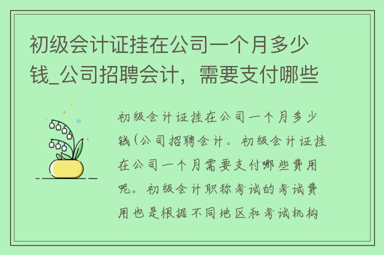 初级***挂在公司一个月多少钱_公司招聘会计，需要支付哪些费用？