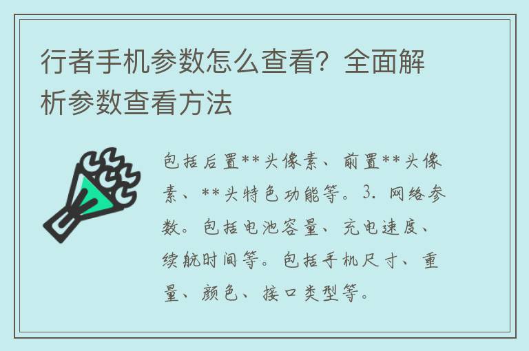 行者手机参数怎么查看？全面解析参数查看方法