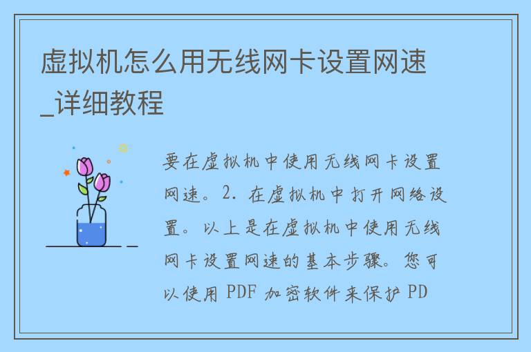 虚拟机怎么用无线网卡设置网速_详细教程