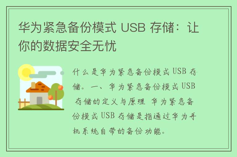 华为紧急备份模式 USB 存储：让你的数据安全无忧